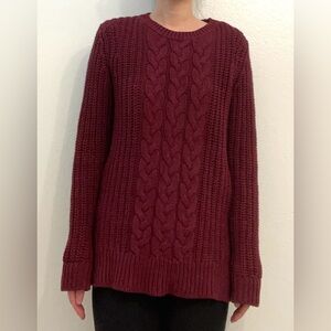 Nautica classic burgundy cable knit sweater jumper, S